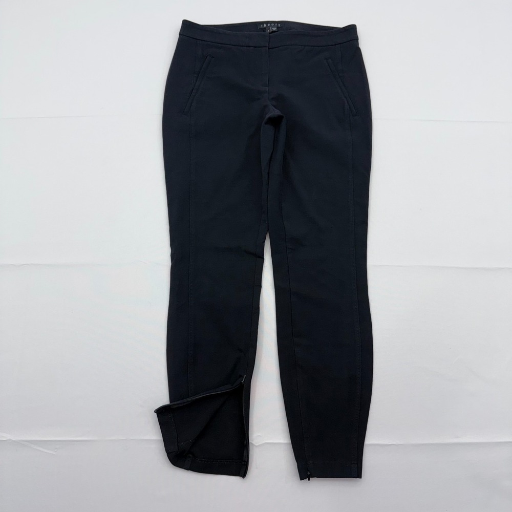 Theory Venlynn‎ Neo Twill Ankle Dress Pants Womens 4 Zip Cuff Stretch Trouser